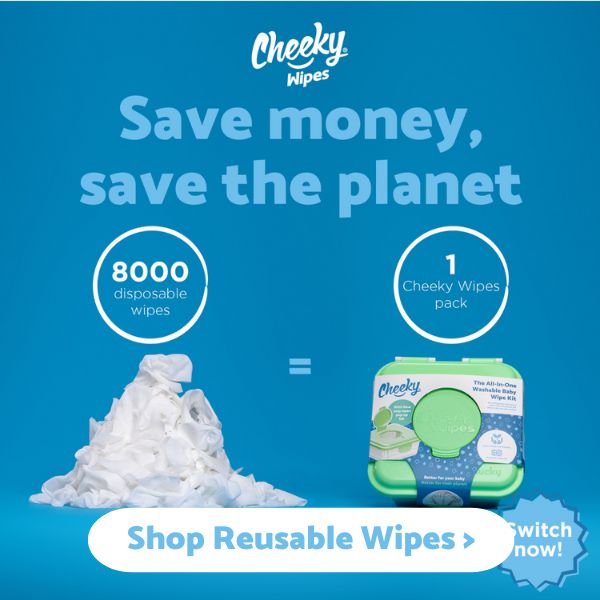 Graphic explaining that one cheeky wipes kit can replace 8000 disposable wipes