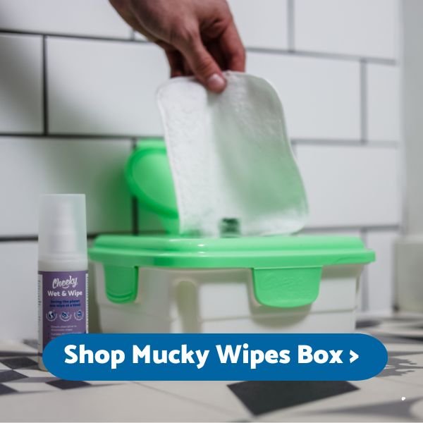 Picture of mucky wipes box with wipes being placed in it