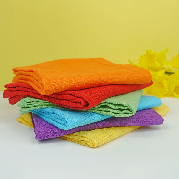 Coloured Muslin Cloths  Bright Bots 6 pack