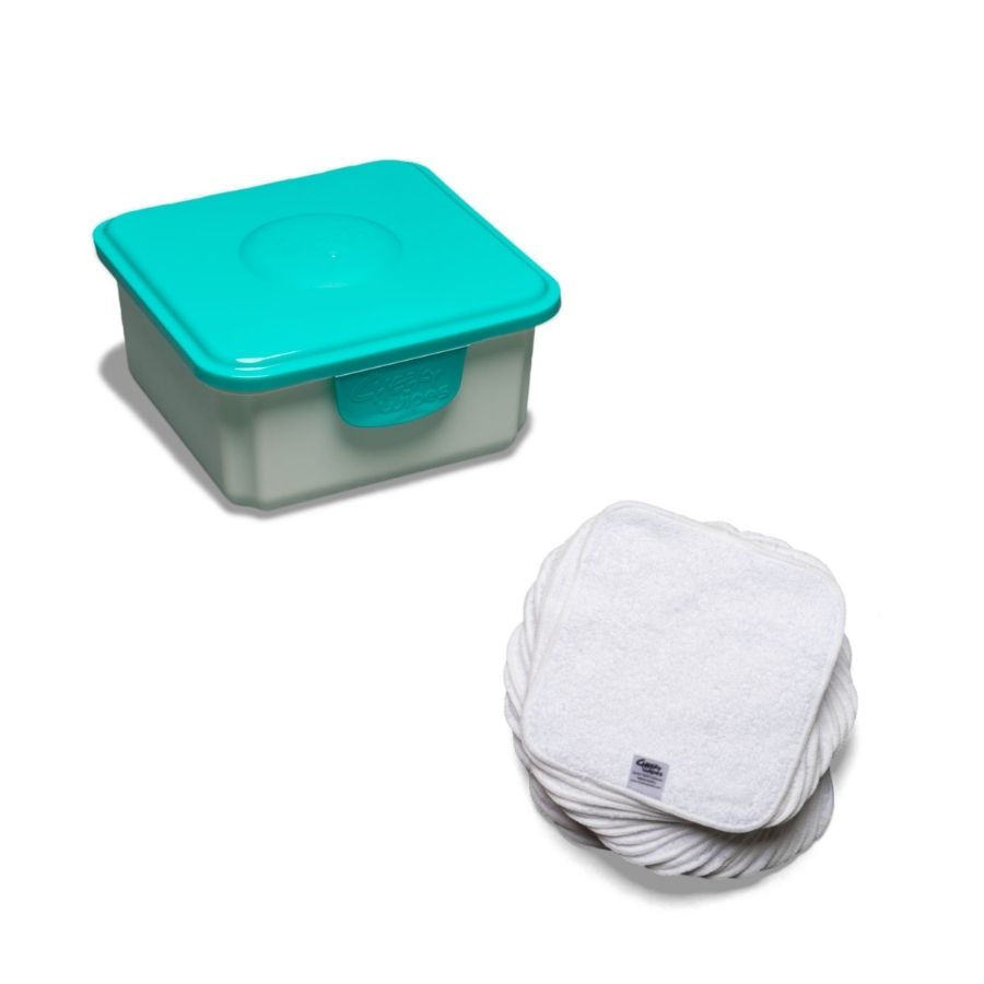 Reusable Baby Wipe Kit - 25 WHITE COTTON PREMIUM Cloth Wipes