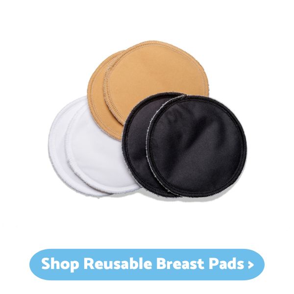 Picture of reusable breast pads in black, white and almond colour